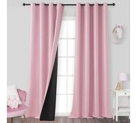 MRTREES Long Modern Blackout Curtains for Living Room, 2 Pieces, 140 x 260 cm, Pink Blackout Curtain for Girls’/Children’s Bedroom, Thermal Insulated Anti-Noise Cute Home Curtains with Eyelets
