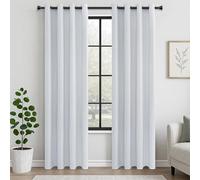 MRTREES Opaque Curtains, Thermal Curtains with Eyelets, Blackout Curtain, Eyelet Curtain, Short Modern Curtain, 240 x 140 cm (H x W), White Grey, Set of 2 for Hotels, Offices, Living Room, Bedroom