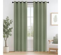 MRTREES - Pack of 2 Opaque Blackout Curtains with Eyelets - Room Darkening Curtains - Cold Protection Window Treatment for Door Living Room, Bedroom, Nursery - 215 cm x 140 cm (H x W) - Green