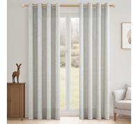 MRTREES Semi-Transparent Curtains Indoor Window Curtain Living Room Modern 2 Pieces Natural Linen Curtains with Rings for Bedroom Room Children's Bedroom, 140 x 225 cm, Off-White