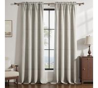 MRTREES Set of 2 Natural Linen Effect Curtains with Rod Pocket 140 x 260 cm | Semi-transparent curtain, light and soft for living room, bedroom, adult, modern, bohemian chic