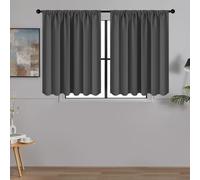 Mrtrees Set of 2 Short Blackout Curtains, Opaque Kitchen Curtains, Panels, Decorative, for Living Room, Bedroom, 60 x 120 cm (H x W), Anthracite