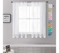 MRTREES Sheer Curtains, Modern Voile Curtains with Rod for the Living Room, Bedroom, Kitchen and Children's Room, 180 x and 140 cm (L x H), 2 Pieces, White