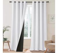 MRTREES Thermal Insulating Cold and Heat Blackout Curtains, Acoustic 100% Blackout Modern White Thermal Curtain with Eyelets for Master Bedroom, Living Room, 2 Pieces, 140 x 225 cm
