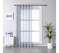 MRTREES Voile Curtain 90 Inch Drop 1 Panel Faux Linen Eyelet Sheer Curtain Panel for Bedroom Living Room Patio Door 90x90 Inch Drop 228cm x 228cm Grey