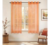 MRTREES Voile Curtains 63 Inch Drop 2 Panels Faux Linen Eyelet Sheer Curtain Panel for Bedroom Living Room Patio Door 55x63 Inch Drop 140cm x 160cm Blush Dusty Pink