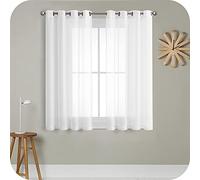 MRTREES Voile Curtains 72 Inch Drop 2 Panels Faux Linen Eyelet Sheer Curtain Panel for Bedroom Living Room Patio Door 55x72 Inch Drop 140cm x 183cm White