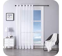 MRTREES Voile Curtains 96 Inch Drop 1 Panels Faux Linen Eyelet Sheer Curtain Panel for Bedroom Living Room Patio Door 118x96 Inch Drop 300cm x 245cm White