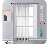 MRTREES Voile White Curtains, Net Curtains Rod Pocket for Bedroom and Living Room, Faux Linen Sheer Curtains Grey