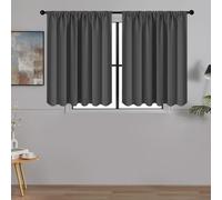 MRTREES Waterproof Curtains for Kitchen Windows, Blackout Thermal Rod Pocket Curtains for Cafe Caravan Bunk Bed Bathroom, 2 Panels 90x90 CM 35x35 Inch Charcoal