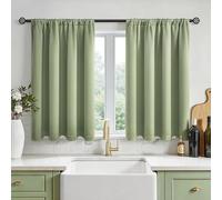 MRTREES Waterproof Curtains with Rod Pocket, Short Blackout Curtains for Kitchen Cupboard Bathroom Bay Window, 2 Panels 90x60 CM 35x24 Inch Sage Green