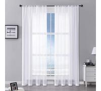 MRTREES White Net Curtains for Windows, Voile Curtains with Rod Pocket, Soft and Lightweight for Bedroom Living Room, 2 Panels 142x206 CM 56x81 Inch White
