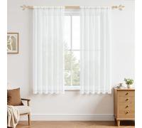 MRTREES White Voile Curtains 54 Drop, Short Window Net Curtains for Bedroom and Kitchen with Rod Pocket, 2 Panels 132x137 CM 52x54 Inch White