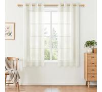 MRTREES Window Net Curtains 54 Inch Drop, Voile Sheer Eyelet Curtains for Bedroom Kitchen Cafe, 2 Panels 140x137 CM 55x54 Inch Off-White