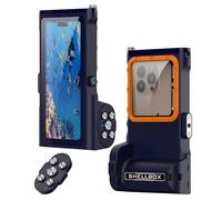 MRUOZRUI Waterproof Diving Snorkeling Phone Case Bluetooth Control 50ft- Universal Fit with iPhone 16/15/14 Pro Max/Samsung Galaxy S25/S24/Ultra/Plus/Google Pixel Motorola 4.7-6.9 inch, Blue Orange