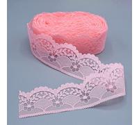 MRVAKDYDI Applique Inelastic Embroidery Lace Trim, Polyester Scallop Edge Flower Pattern Lace Trim Ribbon Multicolor 40mm x 300 Yards(Pink)