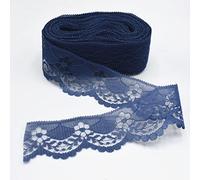 MRVAKDYDI Applique Inelastic Embroidery Lace Trim, Polyester Scallop Edge Flower Pattern Lace Trim Ribbon Multicolor 40mm x 300 Yards(Navy Blue)