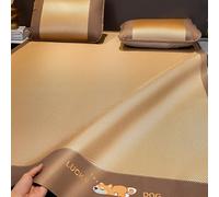 MRVAKDYDI Bamboo Mattress Summer Sleeping Mat, Foldable Cooling Mat With Pillowcase Dual-Sided Rattan Ice Silk Multicolor Multi Sizes(Gold+orange,200 * 220cm)
