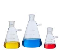 MRVAKDYDI Borosilicate Graduated Erlenmeyer Flask, 1PCS 25ml to 2000ml Glass Vacuum Grinding Mouth Filtration Suction Flask Laboratory Filter Bottle with Upper Nozzle(2000ml caliber 24mm)