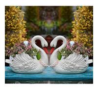MRVAKDYDI Ceramic Glass Vases, White Swan Planters Indoor Outdoor,Resin Succulent Flower Pot Large12.6 x10.6 inch,Creative Animal Plant Pot Plant Container(B)