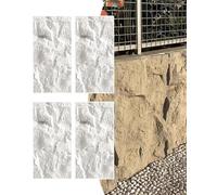 MRVAKDYDI Decorative Accent 3D Wall Panels, Waterproof 3D Stone Brick Textured Wall Panels 4pcs 0.6x1.2m 6cm Multicolor(White a)