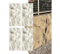 MRVAKDYDI Decorative Accent 3D Wall Panels, Waterproof 3D Stone Brick Textured Wall Panels 4pcs 0.6x1.2m 6cm Multicolor(White B)