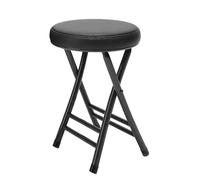 MRVAKDYDI Folding Bar Stool with Seat, Round PU Padded Folding Bar StoolHeavy Duty Foldable Chair with Backless for KitchenGardenPartyCamping(Black)