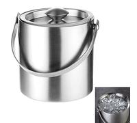 MRVAKDYDI ice bucket and tongs buckets, Ice Bucket With Lid And Tongs Double Wall Insulated Stainless Steel 2L-3L Multicolor(Silver,2L)