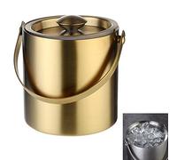 MRVAKDYDI ice bucket and tongs buckets, Ice Bucket With Lid And Tongs Double Wall Insulated Stainless Steel 2L-3L Multicolor(Gold,3L)