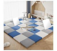 MRVAKDYDI Interlocking Floor Tiles, Interlocking Puzzle EVA Foam Floor Tiles 30x30cm 2.5cm Multicolor Pack Of 30/40 Pieces(White/Navy Blue/Gray,30psc)
