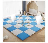 MRVAKDYDI Interlocking Floor Tiles, Interlocking Puzzle EVA Foam Floor Tiles 30x30cm 2.5cm Multicolor Pack Of 30/40 Pieces(White/Blue,30psc)