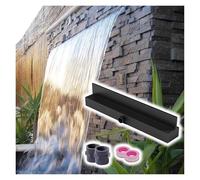 MRVAKDYDI Stainless Steel Waterfall Blade, 304 Stainless Steel Waterfall Spillway Kit Black Silver Multiple Sizes(Black,L45cm x W9cm x H6cm)