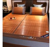 MRVAKDYDI Summer Sleeping Mat, Foldable Bamboo Cooling Mat for Bed with Pillowcase, Carbonised Non-Slip, Multiple Sizes(G,90 * 190CM)