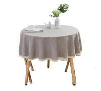 MRVAKDYDI Table Cloth Wipe Clean Rectangular, Round Tablecloth Multicolor Multiple Sizes Wipeable Cotton Linen Lace Wedding Tea Dining(Light Gray,Round Diameter 180cm)