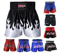 MRX Boxing Shorts for Men Training Fighting Muay Thai Shorts Boxing MMA BJJ Short Kickboxing Trunks Clothing, Black/Silver Flame, XXL Short