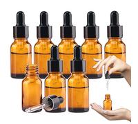 MRXBN 1/2 Oz Glass Dropper Bottle, 15mL Tincture Bottles with Dropper, Labels- Leak Proof Travel Eye Dropper Bottle Amber for Extracts & Essential Oil, Liquids, Perfume