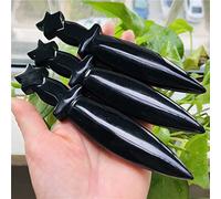 MRXFN Crystal rough Natural Stone Quartz Crystal Dagger Hand Carved Black Obsidian Crystals Knife Crafts Healing Stones Home Store Decoration Gifts (Color : Black, Size : 1pc)