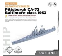 MRY-SFW 1:700 US Navy Pittsburgh CA-72 Baltimore Class Heavy Cruiser 1953 Water Line Resin Warship Military Ship Model Hobby Collection Unassembled Unpainted