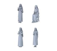 MRY-SFW 1/72 Sacred Heart Nuns Quartet 4-Figure Set, Religious Devotion, DIY Paintingation