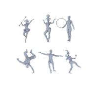 MRY-SFW LYTR72416 1/72 Circus Extravaganza Hexad Resin Miniature Model 6-Figure Set, Unpainted Acrobat & Clown Figures, DIY Painting Scene Decoration 1set