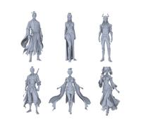MRY-SFW LYTR87165 1/87 Ancient Chinese Fantasy Character Resin Miniature Model Set of 6 - Immortal, Heroes, Demon Design - Unpainted White Model - Hand Painted - DIY Scene Decoration - 1 Set
