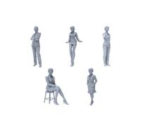 MRY-SFW Yao's Studio LYTR72037 1/72 Workplace Business Scene Resin Miniature Model 5-Piece Set - Professional Women Figures Unpainted DIY Model Painting Office Scene Decor 1set