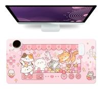 MRYAWXBK Cute Cat Desk Mat, Kawaii Claw Machine Large Mouse Pad for Desktop, PU Leather Waterproof Desk Pad, Anti-Slip Computer PC Laptop Protector Gaming Mouse Pads for Office Home Decorations