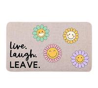 MRYAWXBK Live Laugh Leave Welcome Door Mat 17x29 Inch, Groovy Flower Doormat for Entrance Way, Non Slip Doormats for Front Door Decorations