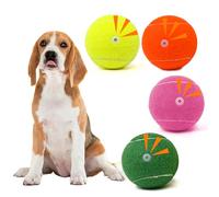 MRYCZ FYRHD Tennis Ball Dog Toys 4 Pack - 4-Inch Durable and Safe Dog Ball, Sound Output from The Large Tennis Balls for Dogs with Mesh Bag, Perfect for Indoor and Outdoor Play