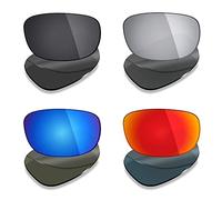 Mryok 4 Pair Polarized Replacement Lenses for Maui Jim Stingray MJ103 Sunglass - Stealth Black/Fire Red/Ice Blue/Silver Titanium
