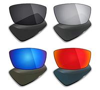 Mryok 4 Pair Polarized Replacement Lenses for Oakley Canteen 2006 Sunglass - Stealth Black/Fire Red/Ice Blue/Silver Titanium