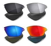 Mryok 4 Pair Polarized Replacement Lenses for Oakley Fast Jacket Sunglass - Stealth Black/Fire Red/Ice Blue/Silver Titanium