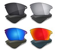 Mryok 4 Pair Polarized Replacement Lenses for Oakley Fast Jacket XL Sunglass - Stealth Black/Fire Red/Ice Blue/Silver Titanium