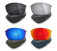 Mryok 4 Pair Polarized Replacement Lenses for Oakley Flak Jacket Sunglass - Stealth Black/Fire Red/Ice Blue/Silver Titanium